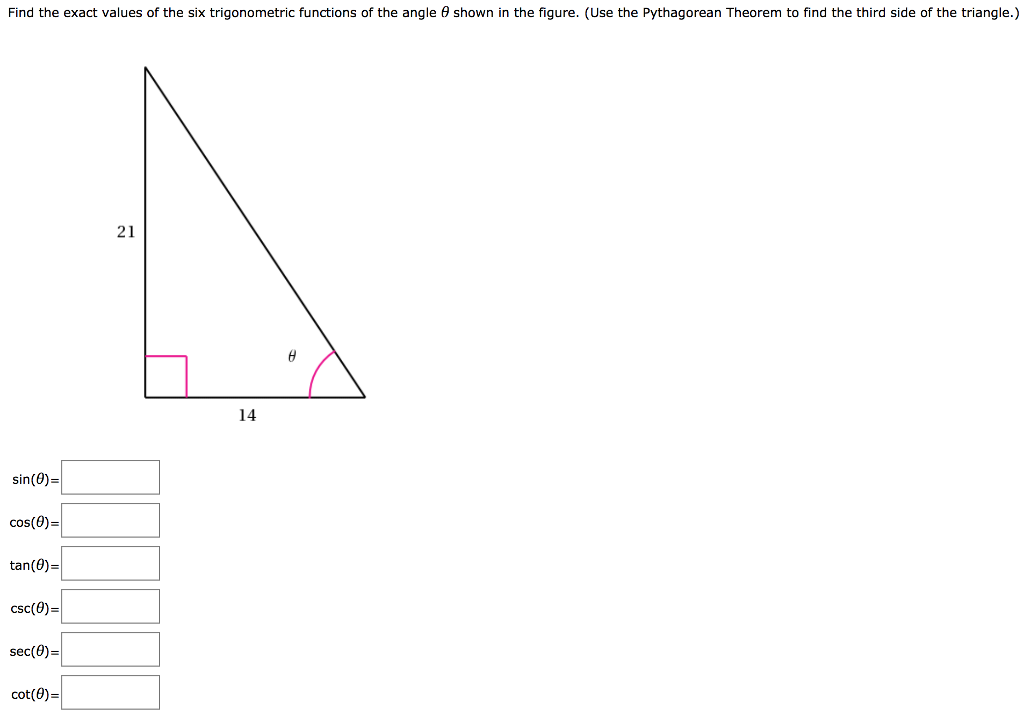 Solved Find The Exact Values Of The Six Trigonometric 4061