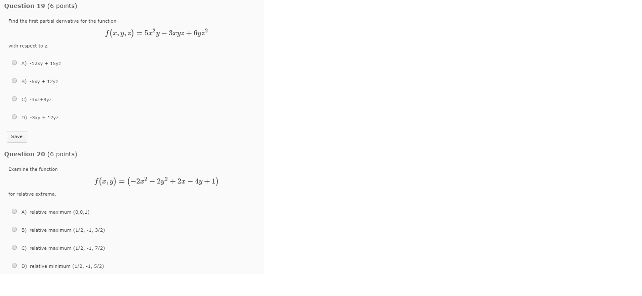Solved Find the first partial derivative for the function | Chegg.com