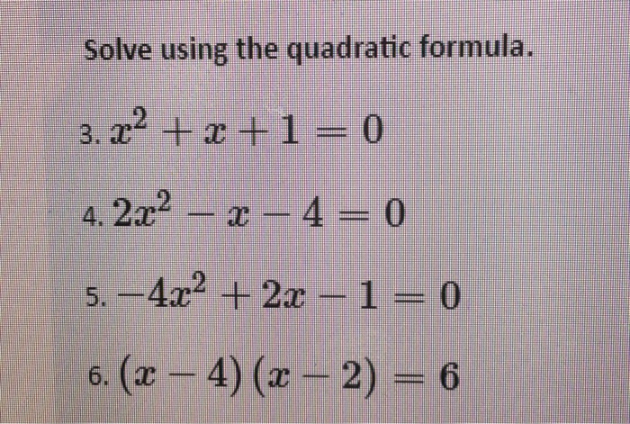 x 1 2 3x 4 0 quadratic formula