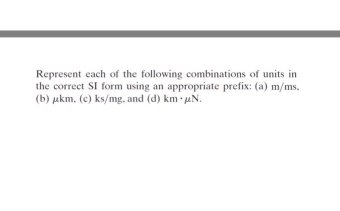 Solved Represent Each Of The Following Combinations Of Units | Chegg.com