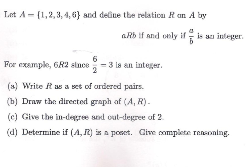 Solved Let A 123 46 And Define The Relation R On A By