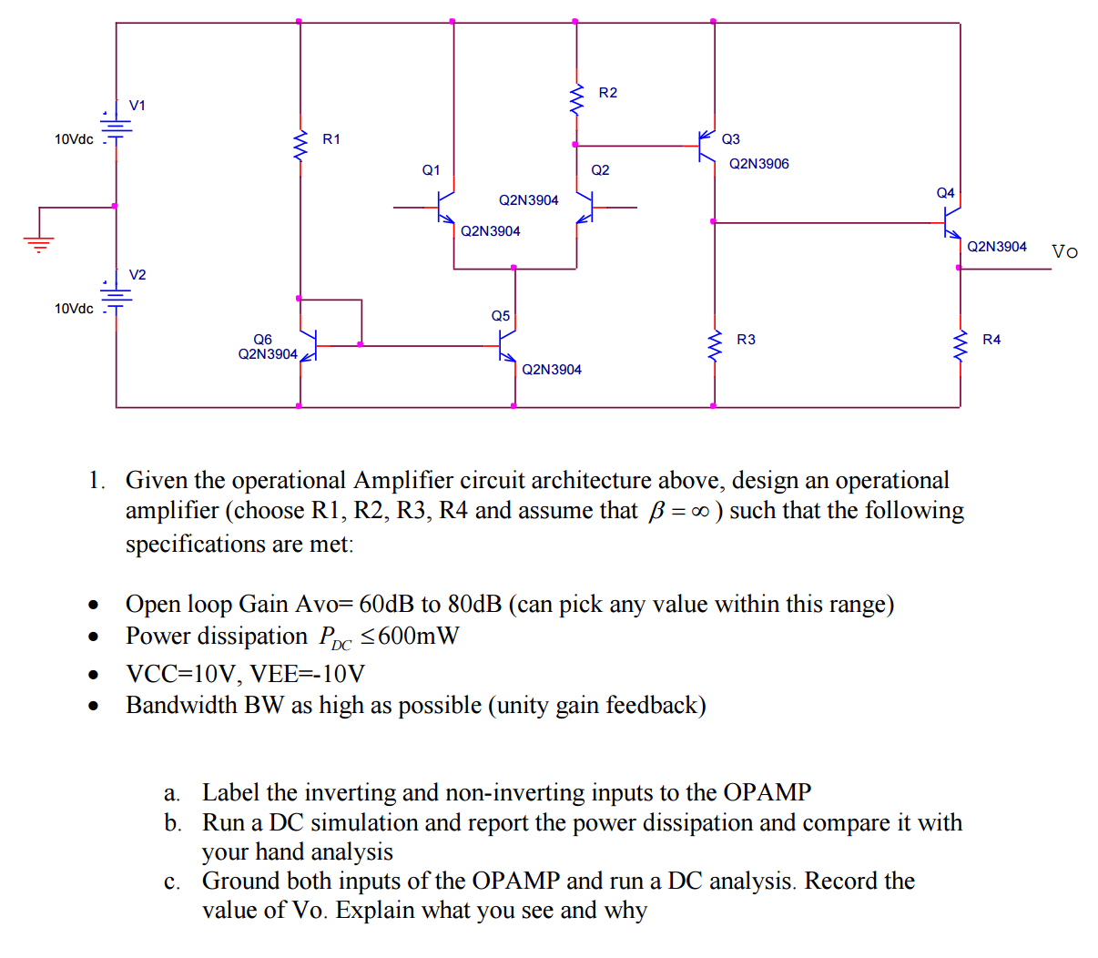 Solved Given the operational Amplifier circuit | Chegg.com