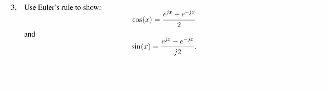 Solved Use Eulers Rule To Show Cosx Ejx E Jx2 1456