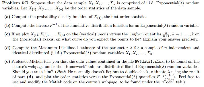 Solved Problem 5C. Suppose that the data sample X1, X2, ?, | Chegg.com