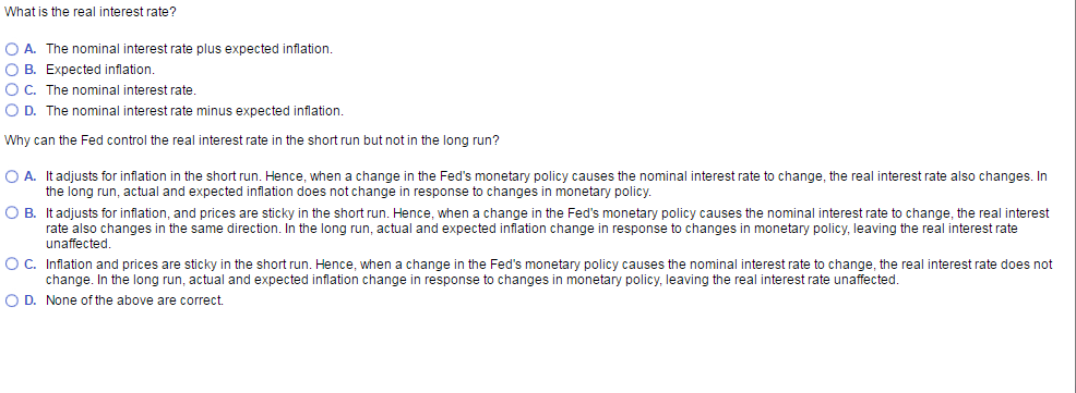 Solved What is the real interest rate? The nominal interest | Chegg.com