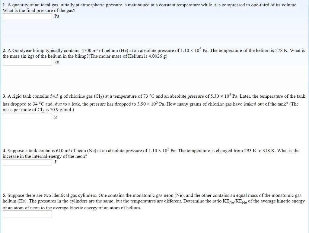 Solved 1. A quantity of an ideal gas initially at | Chegg.com