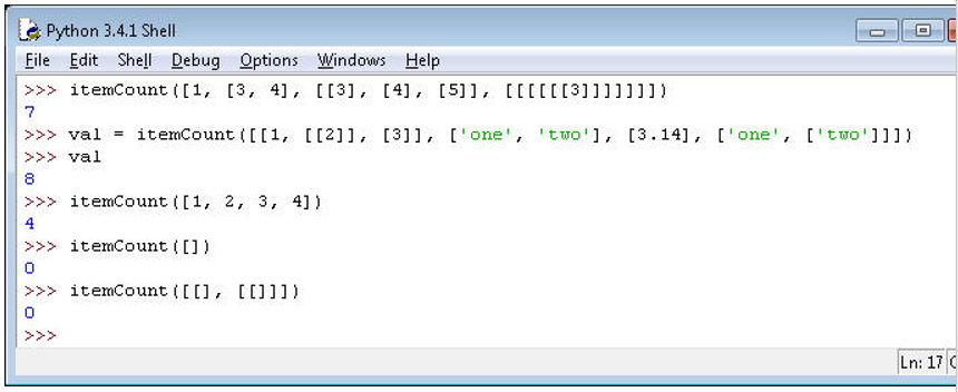 Solved In Python, write a recursive function itemCount() | Chegg.com