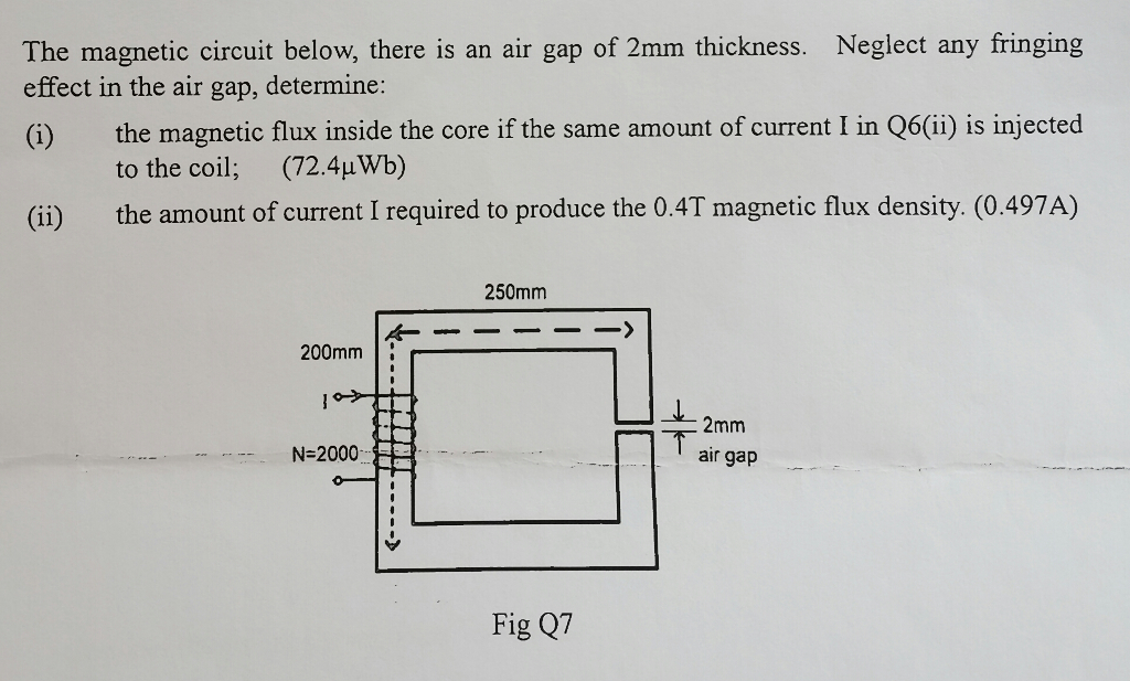 Solved The magnetic circuit below, there is an air gap of | Chegg.com