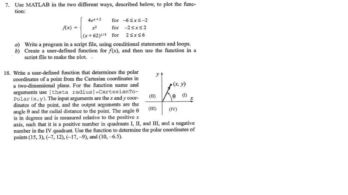 Solved Use MATLAB in the two different ways, described | Chegg.com