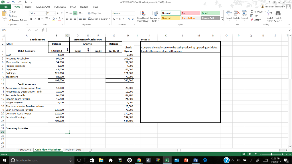 Solved AUCT3U2-02NCashflowAssignmentSp13 Excel HOME PAGE | Chegg.com