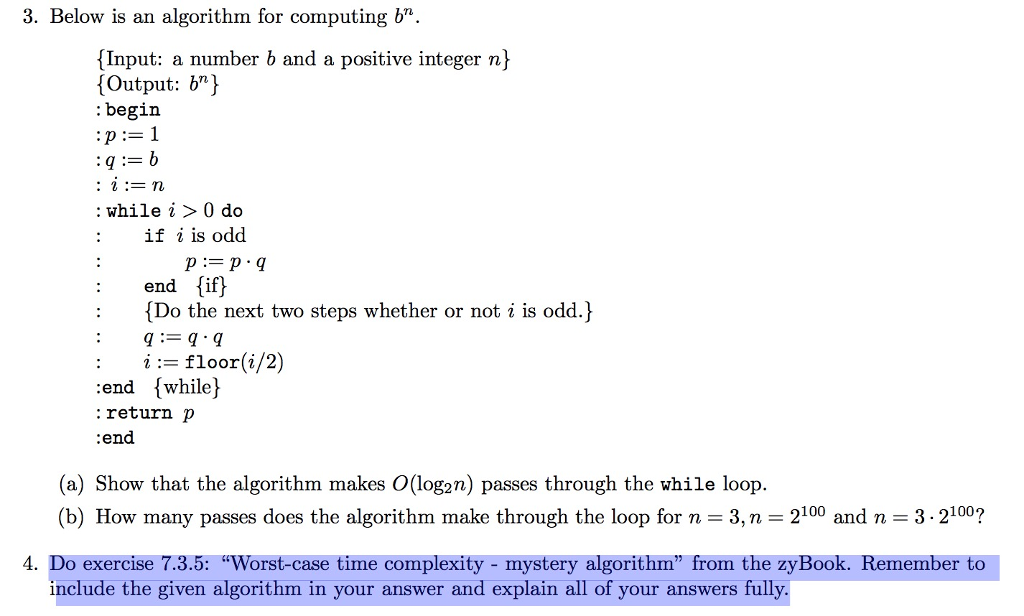 Solved 3. Below Is An Algorithm For Computing B". {Input: A | Chegg.com