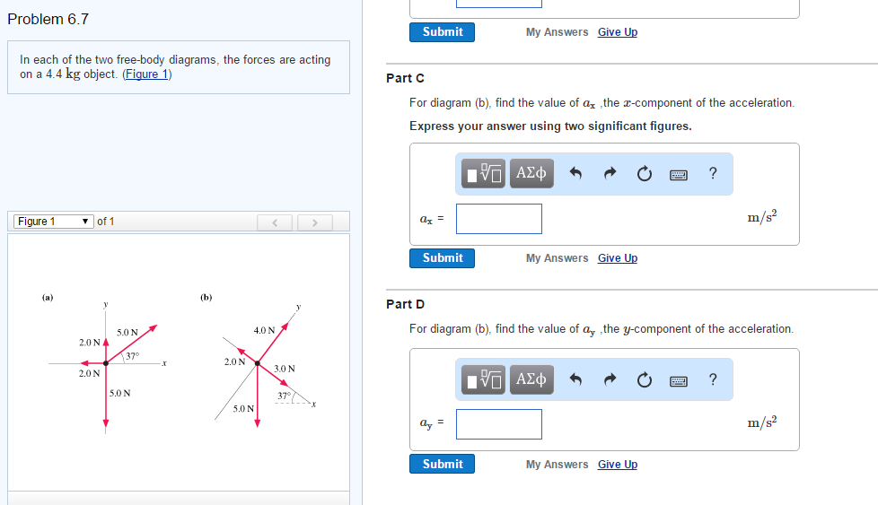 Solved In Each Of The Two Free-body Diagrams, The Forces Are 