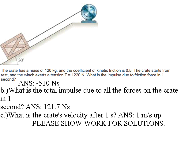 The crate has a mass of 120kg and the coefficient of | Chegg.com
