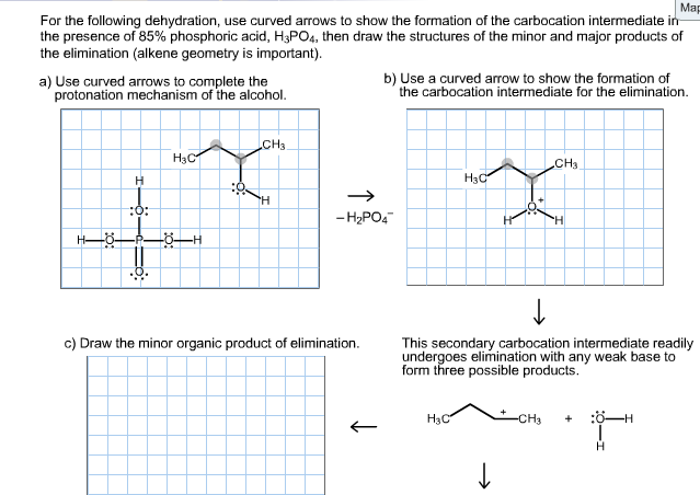 Solved Ma For the following dehydration, use curved arrows | Chegg.com