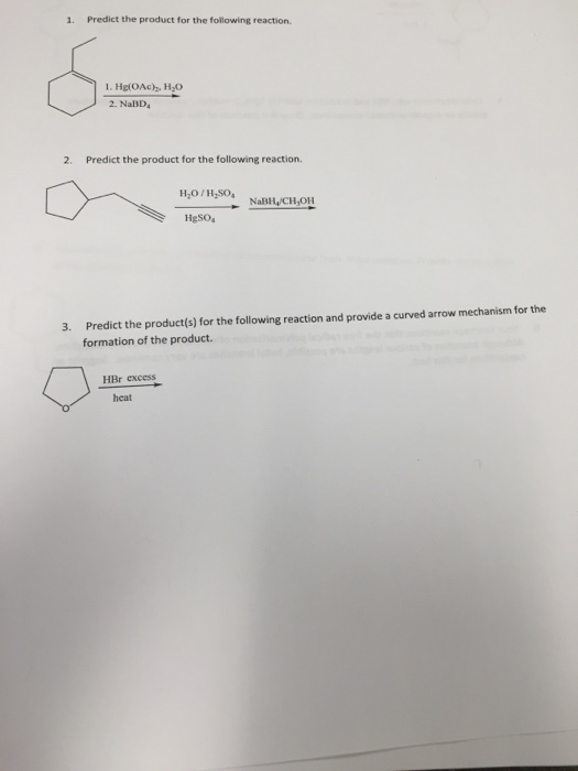 Solved 1 and 2) predict the products of the following | Chegg.com