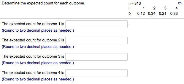 Solved Determine the expected count for each outcome The | Chegg.com
