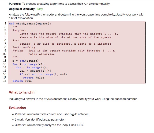 Solved Purpose: To practice analyzing algorithms to assess | Chegg.com