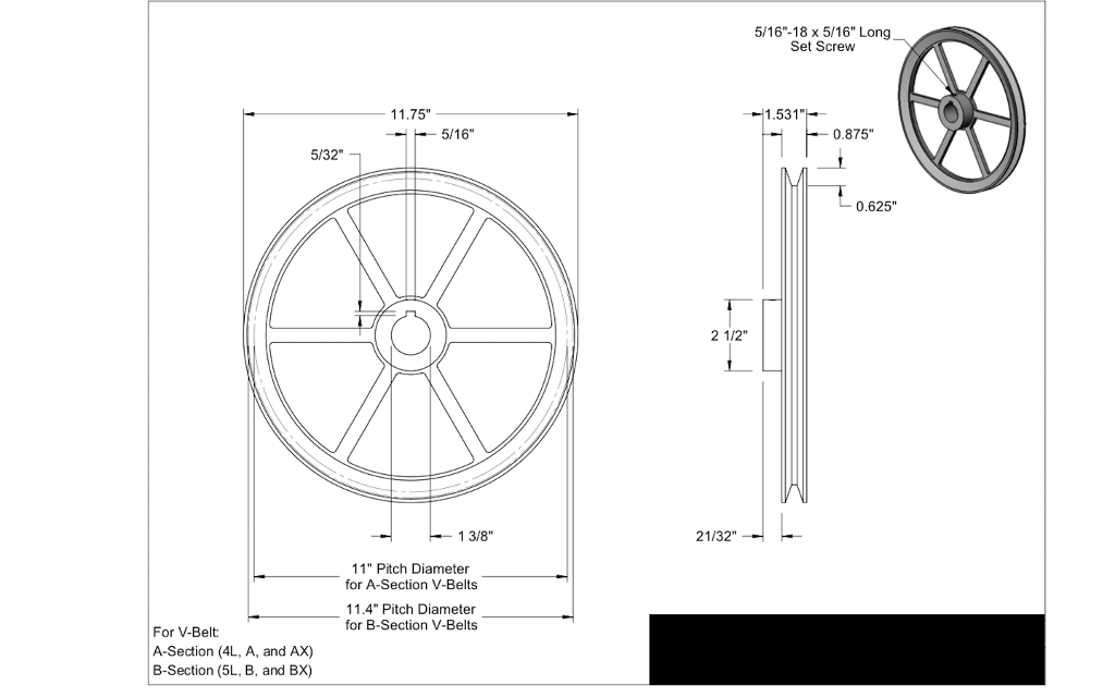 A vbelt pulley (Fig. 1) is mounted on the output