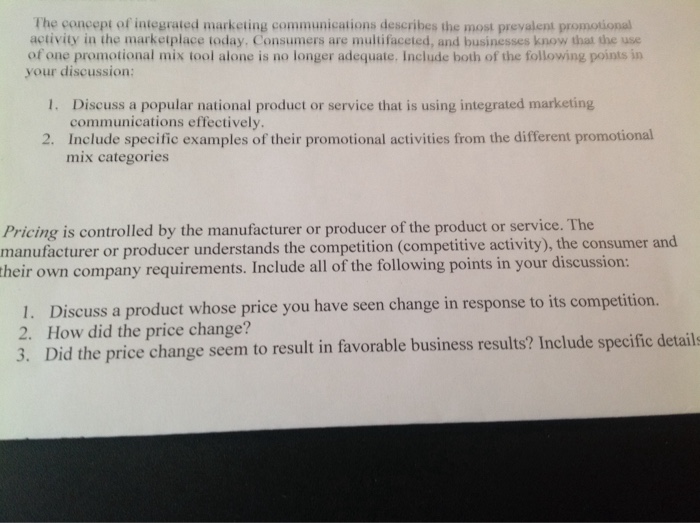 Solved The Concept Of Integrated Marketing Communications Chegg