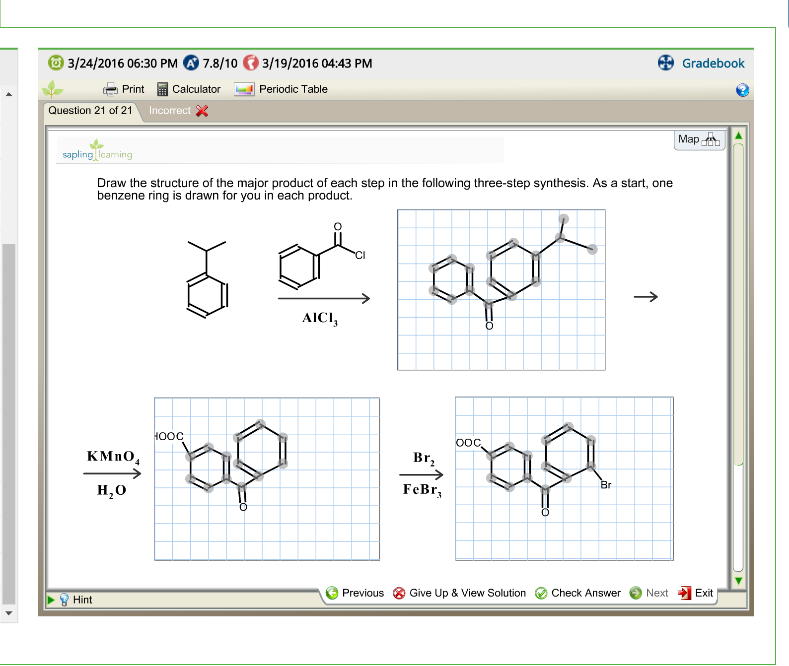 Solved Draw the structure of the major product of each step