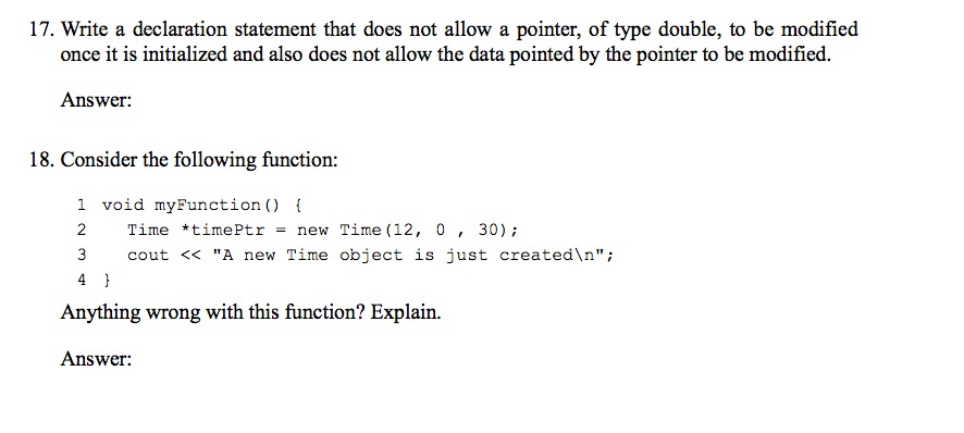 Solved Write a declaration statement that does not allow a | Chegg.com