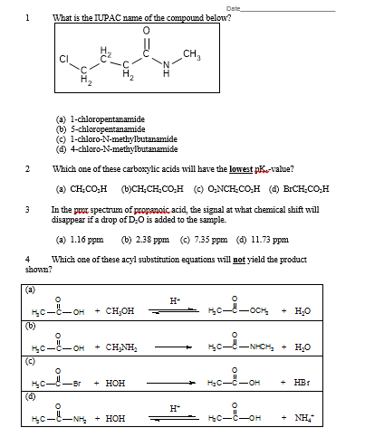 Solved What is the IUPAC name of the compound below? (a) | Chegg.com