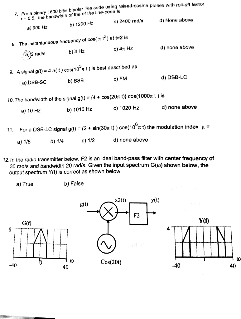 Solved 7. For a binary 1800 bls bipolar line code using | Chegg.com