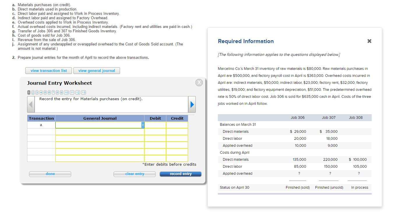 Solved Materials Purchases (on Credit). B. Direct Materials | Chegg.com