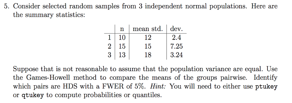 Solved 5. Consider selected random samples from 3 | Chegg.com