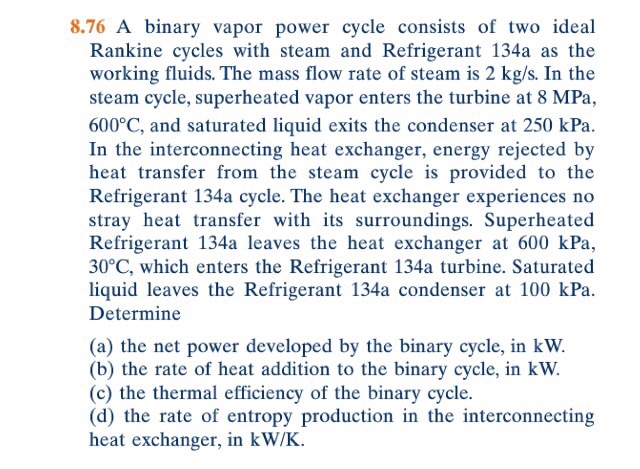 Solved A binary vapor power cycle consists of two ideal Chegg