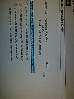 Solved What effect does this journal entry have on the | Chegg.com
