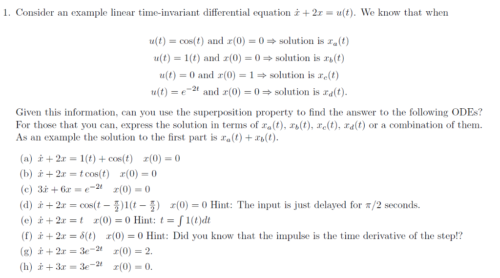 Solved I. Consider An Example Linear Time-invariant 