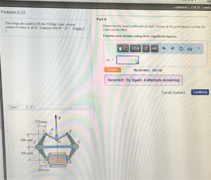 Solved The tongs are used to lift the 150kg crate whose