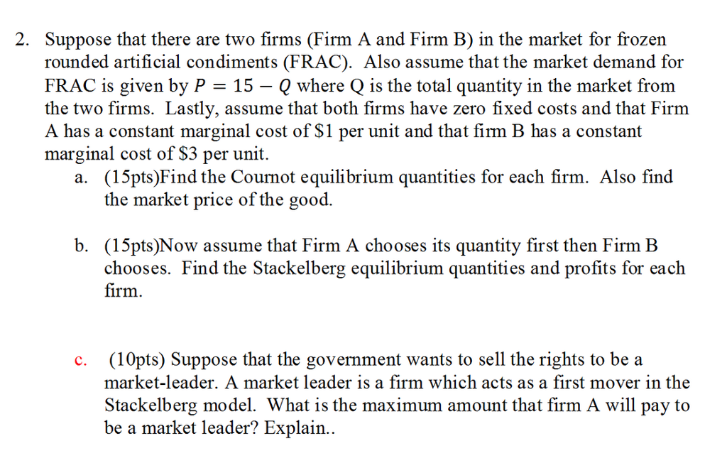 Solved 2. Suppose That There Are Two Firms (Firm A And Firm | Chegg.com