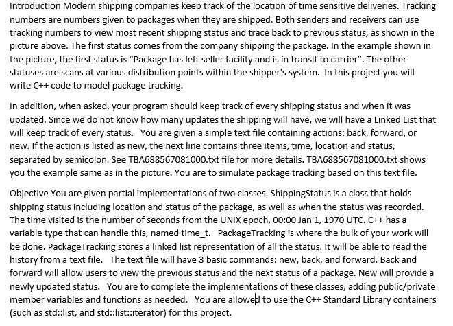 Shipping Need Script Solved Introduction Modern shipping companies keep track of | Chegg.com