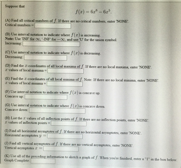 Solved Suppose That Fx 6x6 6x5 Find All Critical 4389