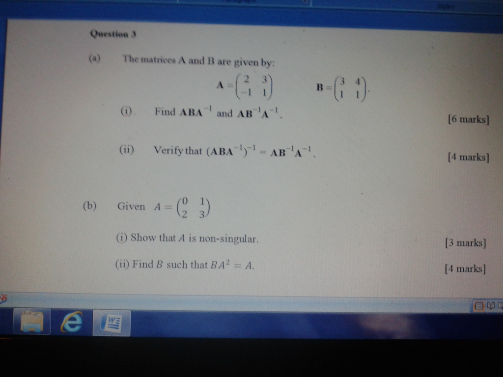 Solved The matrices A and B are given by: A = (2 3 -1 1) | Chegg.com