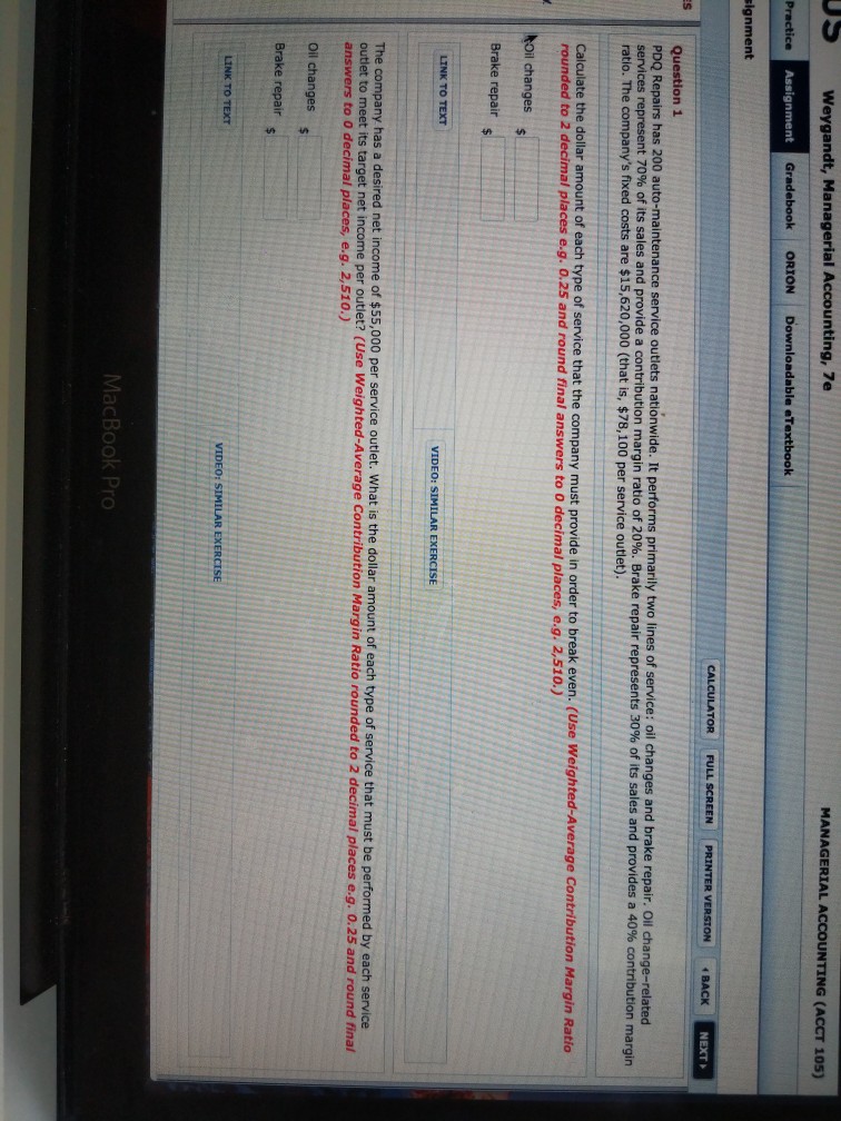 Solved MANAGERIAL ACCOUNTING (ACCT 105) S Weygandt, Manag&hellip;