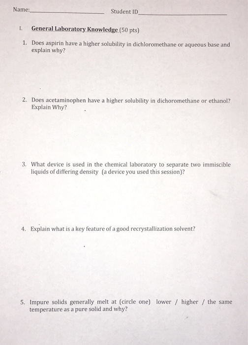 Solved Does aspirin have a higher solubility in