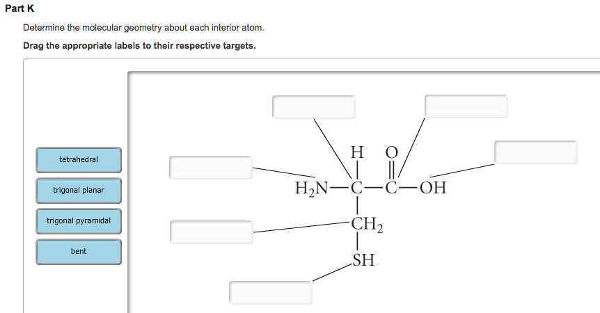 Solved Determine the electron geometry about each interior | Chegg.com