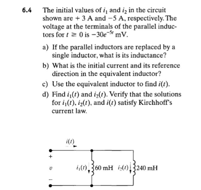 Solved The initial values of i1 and i2 in the circuit shown | Chegg.com