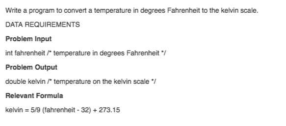Solved Write a program to convert a temperature in degrees | Chegg.com