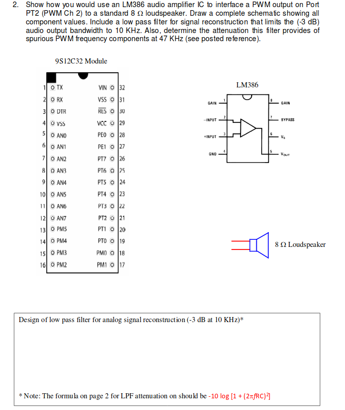 2. Show how you would use an LM386 audio amplifier IC | Chegg.com