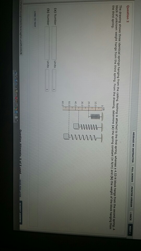 Solved The drawing shows three identical springs hanging