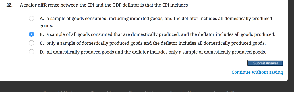 Solved 22. A Major Difference Between The CPI And The GDP | Chegg.com