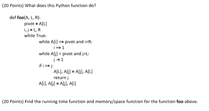 Solved (20 Points) What does this Python function do? def | Chegg.com