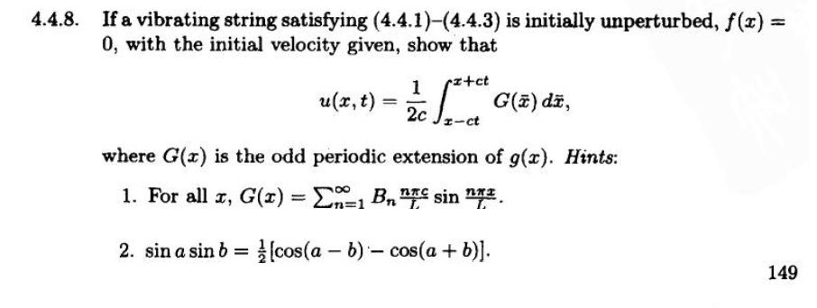 If a vibrating string satisfying (4.4.1)-(4.4.3) is | Chegg.com