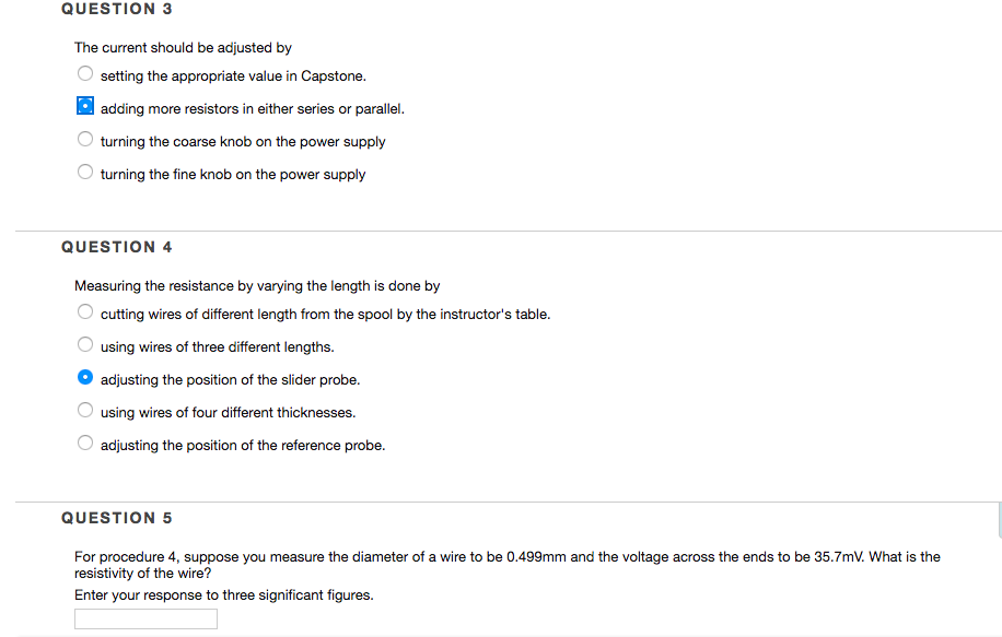 Solved QUESTION 3 The current should be adjusted by setting | Chegg.com