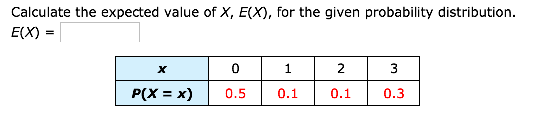 How To Find Expected Value Of X