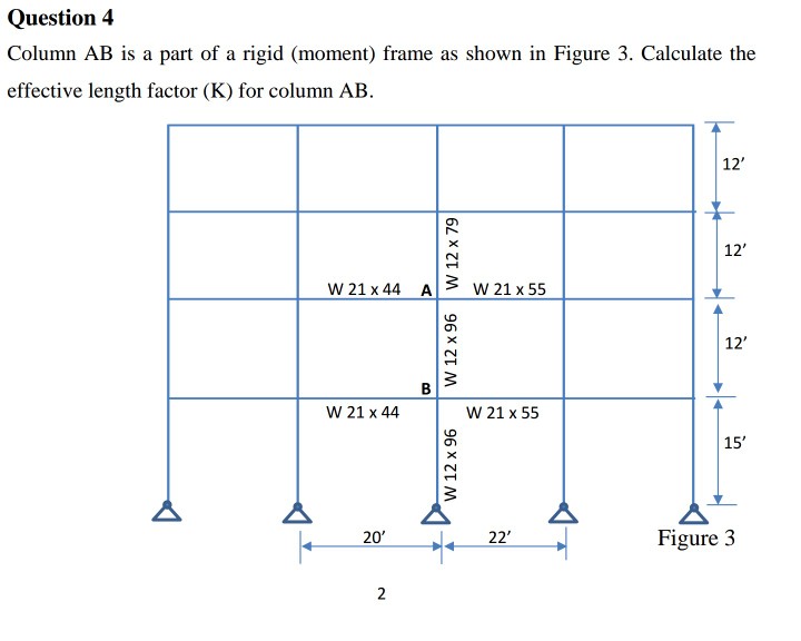 Solved Question 4 Column AB is a part of a rigid (moment)